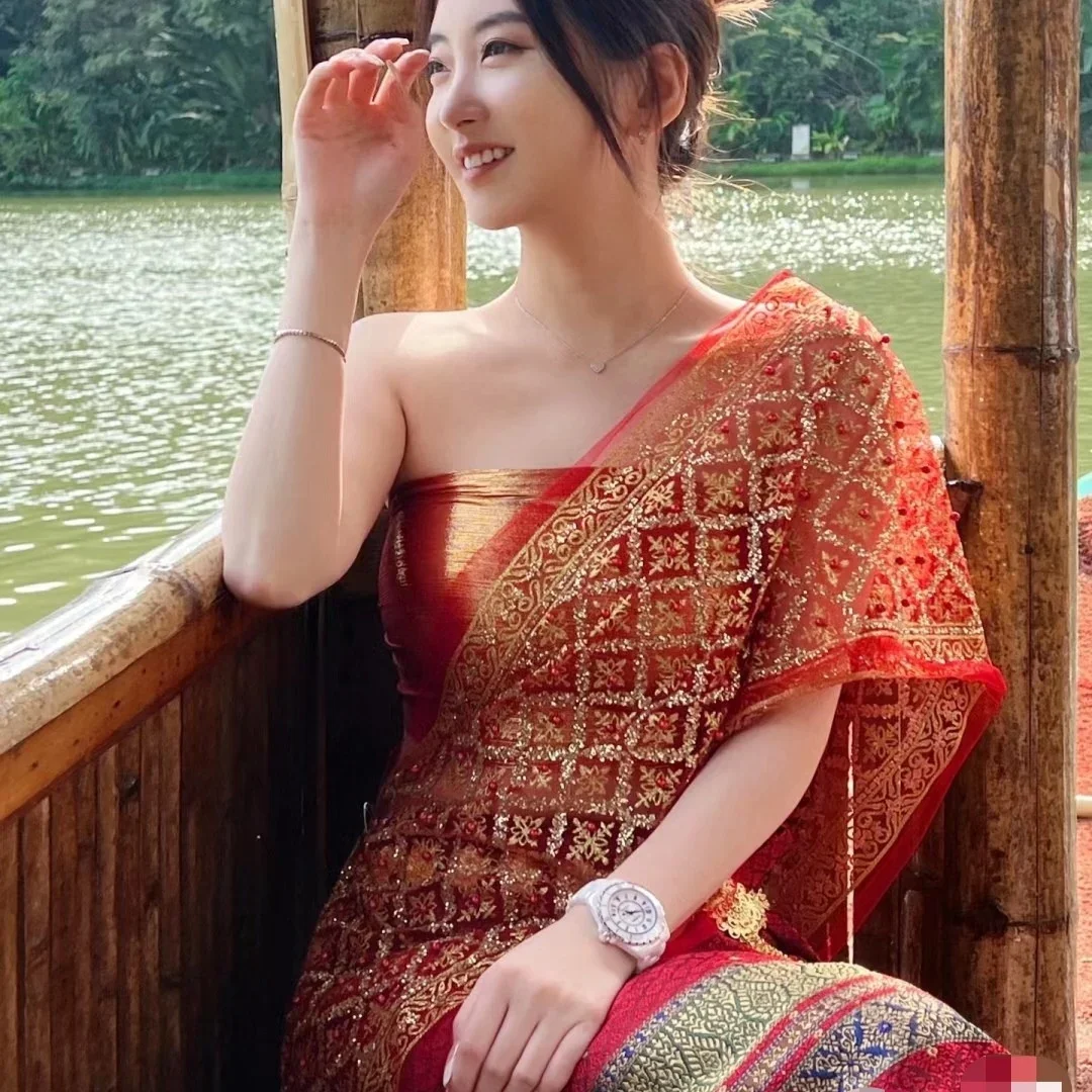 Batik Sarong Wrap - فستان نسائي تايلاندي فاخر عتيق ملابس