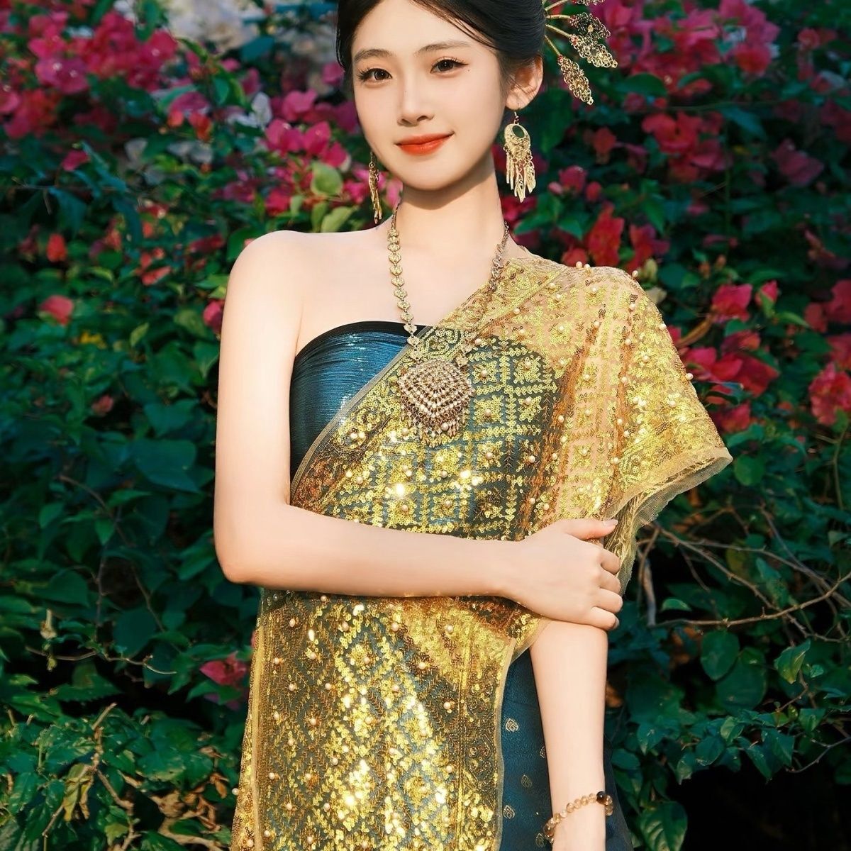 Batik Sarong Wrap - طقم ملابس نسائية تايلاندية تقليدية للفتيات،