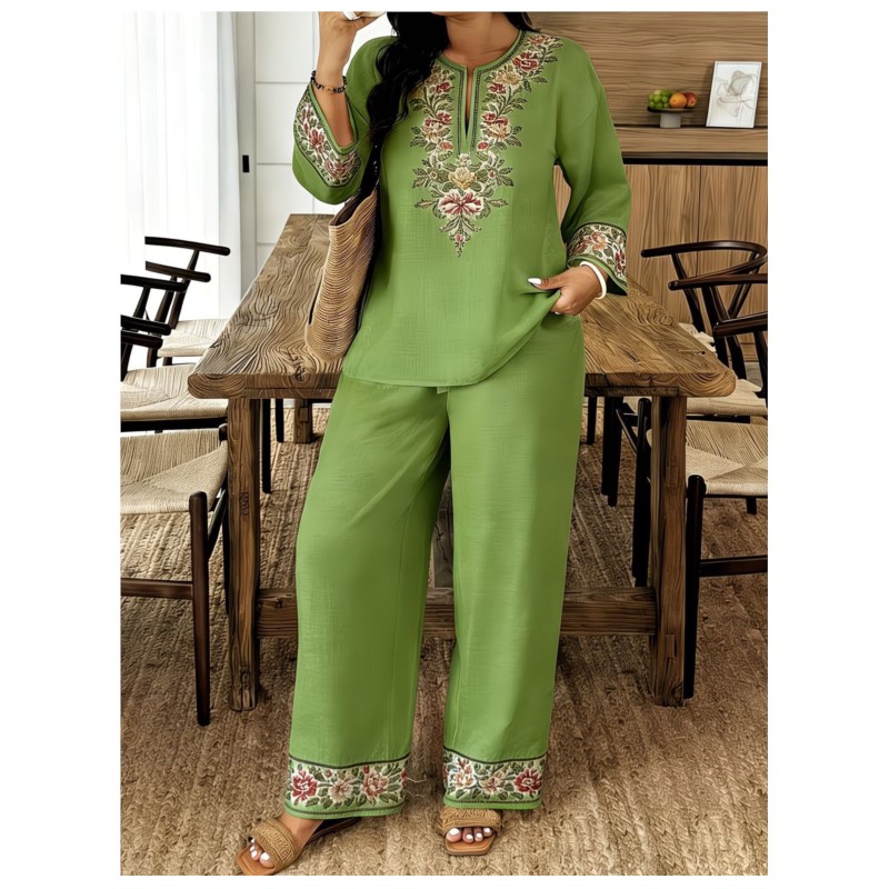 بدلة نسائية عصرية بطباعة ريترو - مراجعة Ethnic Fashion For Ladies وسعره
