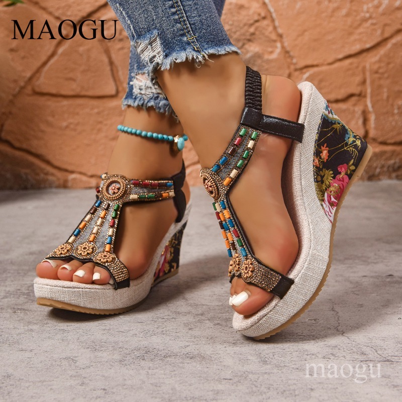 صنادل بوهو نسائية بكعب ويدج مز - مراجعة Ethnic And Fashion وسعره