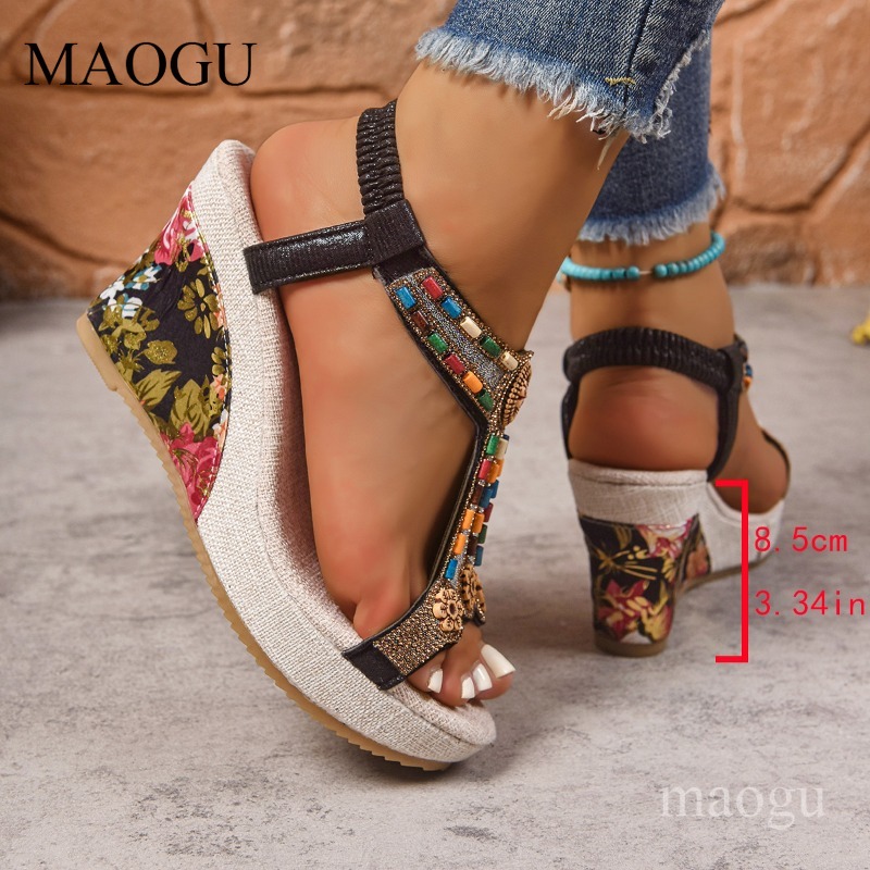 صنادل بوهو نسائية بكعب ويدج مز - مراجعة Ethnic And Fashion وسعره