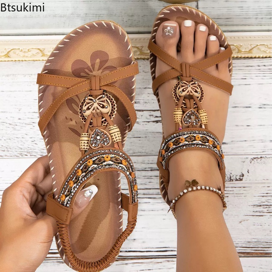 صنادل نسائية بوهيمية للشاطئ وا - مراجعة Ethnic And Fashion وسعره
