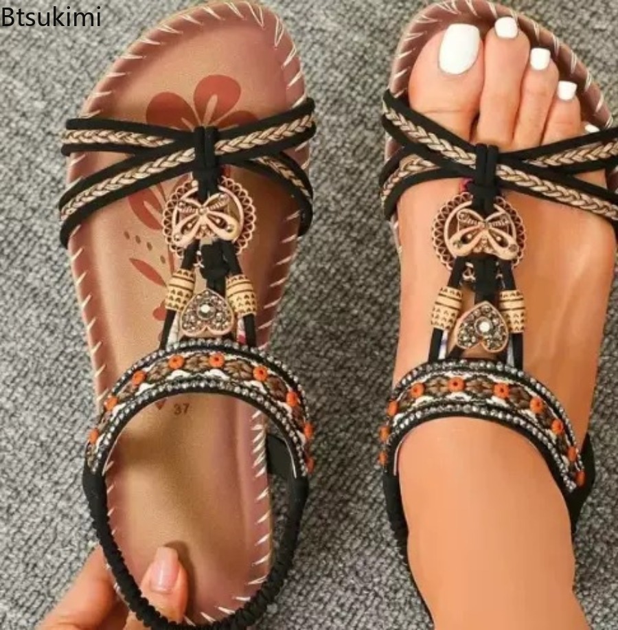 صنادل نسائية بوهيمية للشاطئ وا - مراجعة Ethnic And Fashion وسعره