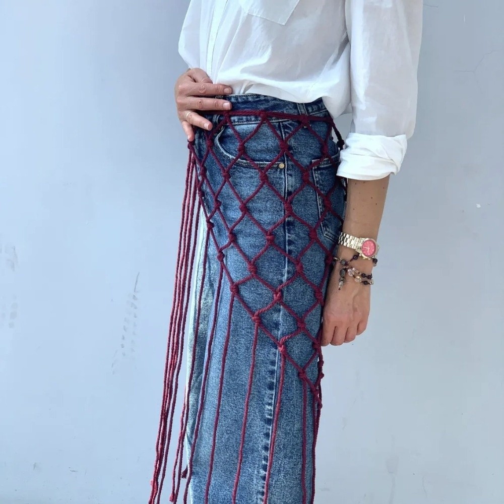 شال بوهيمي شبكي مزين بشراشيب،  - مراجعة Ethnic Fashion Designers وسعره